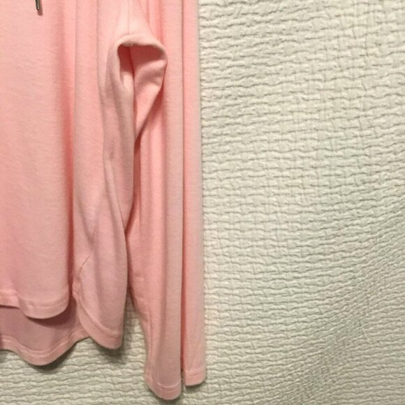 VVK Women's 2-Button Drop Shoulder Oversize V-Neck Hoodie Sz Large Light Pink - Picture 4 of 9